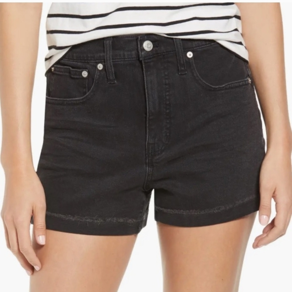 Nwt Madewell High Rise Classic Black Denim Shorts Size 29